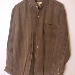 Tommy Bahama Men’s Tan button up long sleeve | S